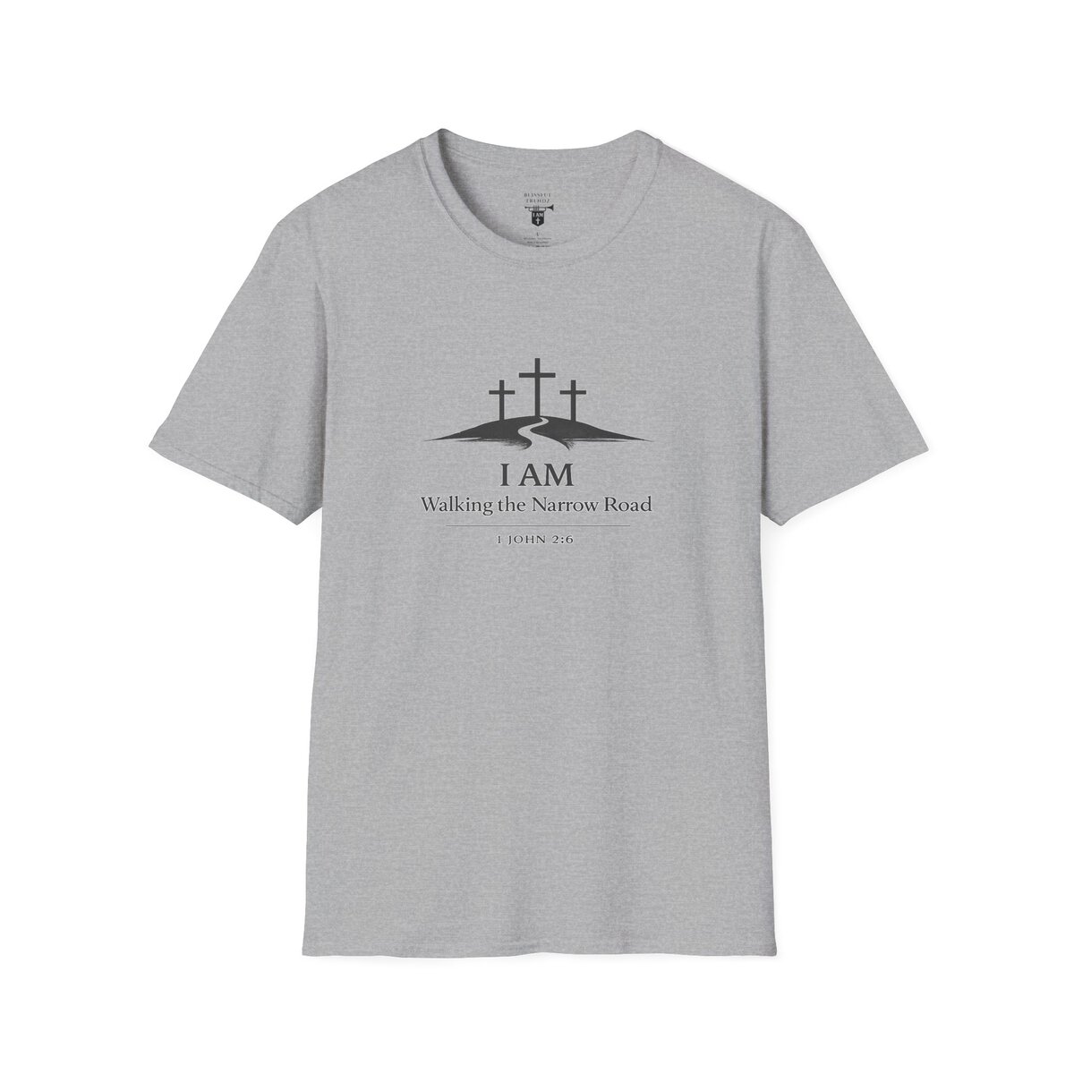 I AM Walking the Narrow Road - 1 JOHN 2:6 - Cross - BLK - Unisex Softstyle T-Shirt - Image 16