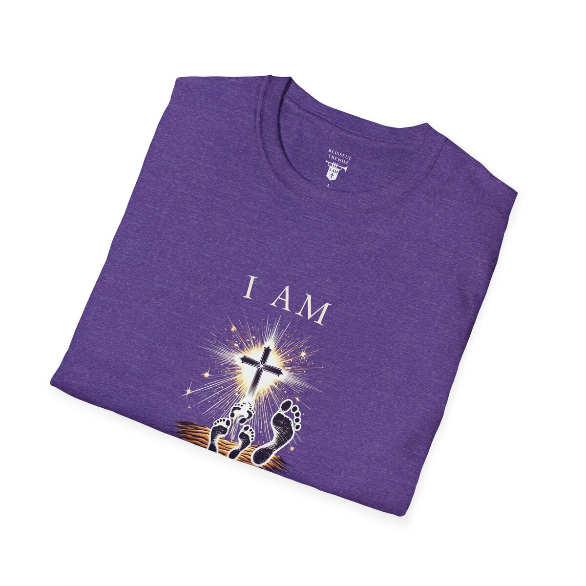 I AM Walking In Resurrection Power - Cross with Footprints - Unisex Softstyle T-Shirt - Image 39