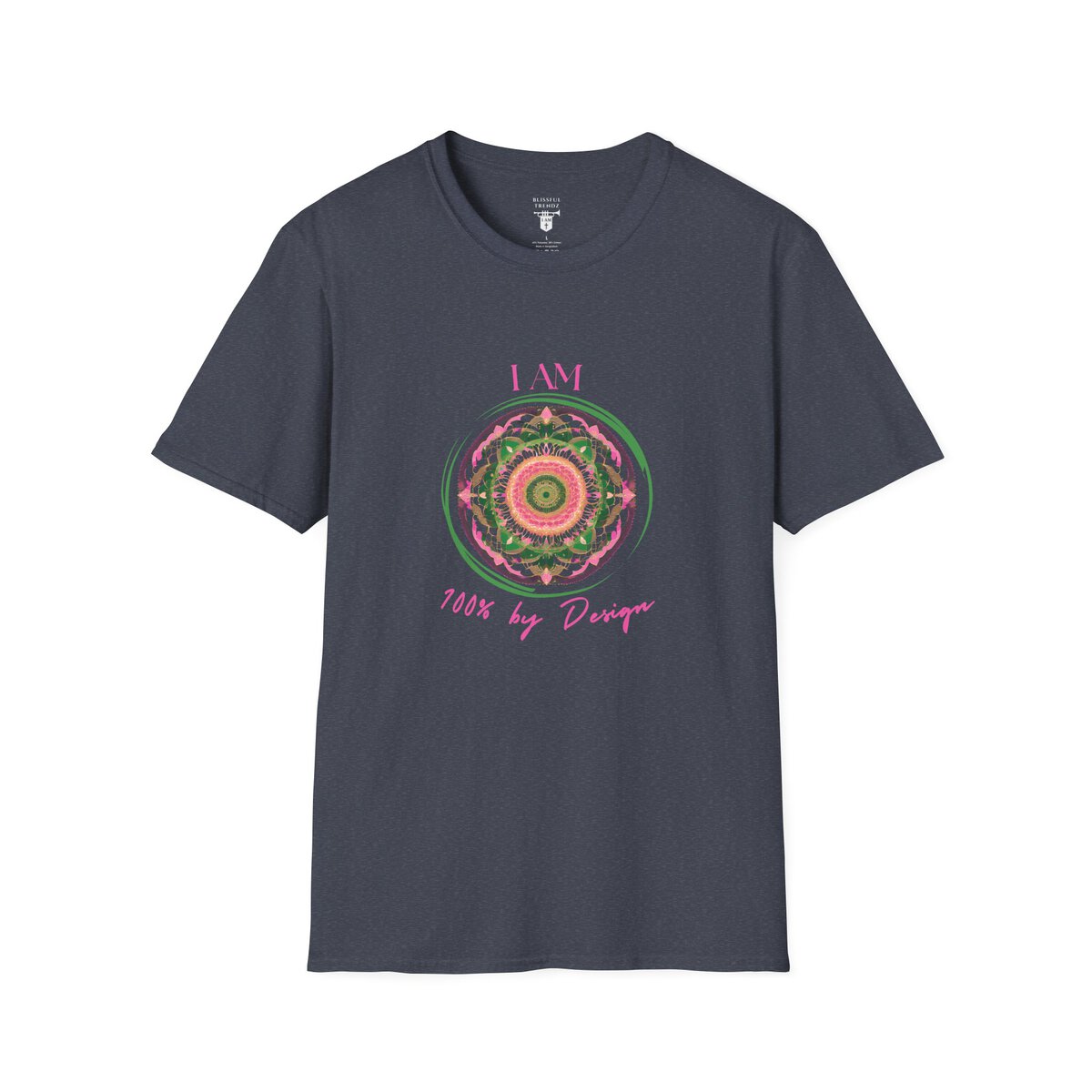 I AM 100% by Design - PNK/GRN MNDLA - Unisex Softstyle T-Shirt - Image 34