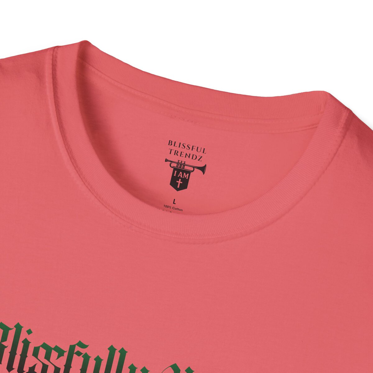 Blissfully Unique - I AM 100% By Design! - Typography - GRN/WHT - Unisex Softstyle T-Shirt - Image 8