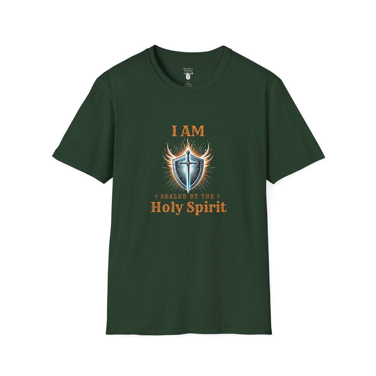 I AM Sealed By The Holy Spirit - Shield w/Cross - Unisex Softstyle T-Shirt