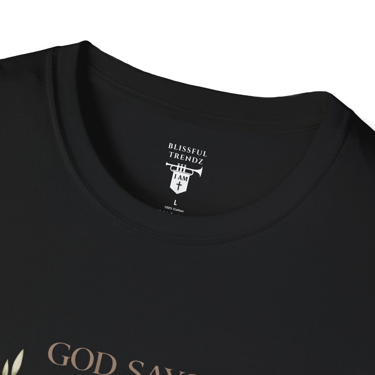 God Says I AM Word Cloud - Olive Branch Motif - Unisex Softstyle T-Shirt - Image 8