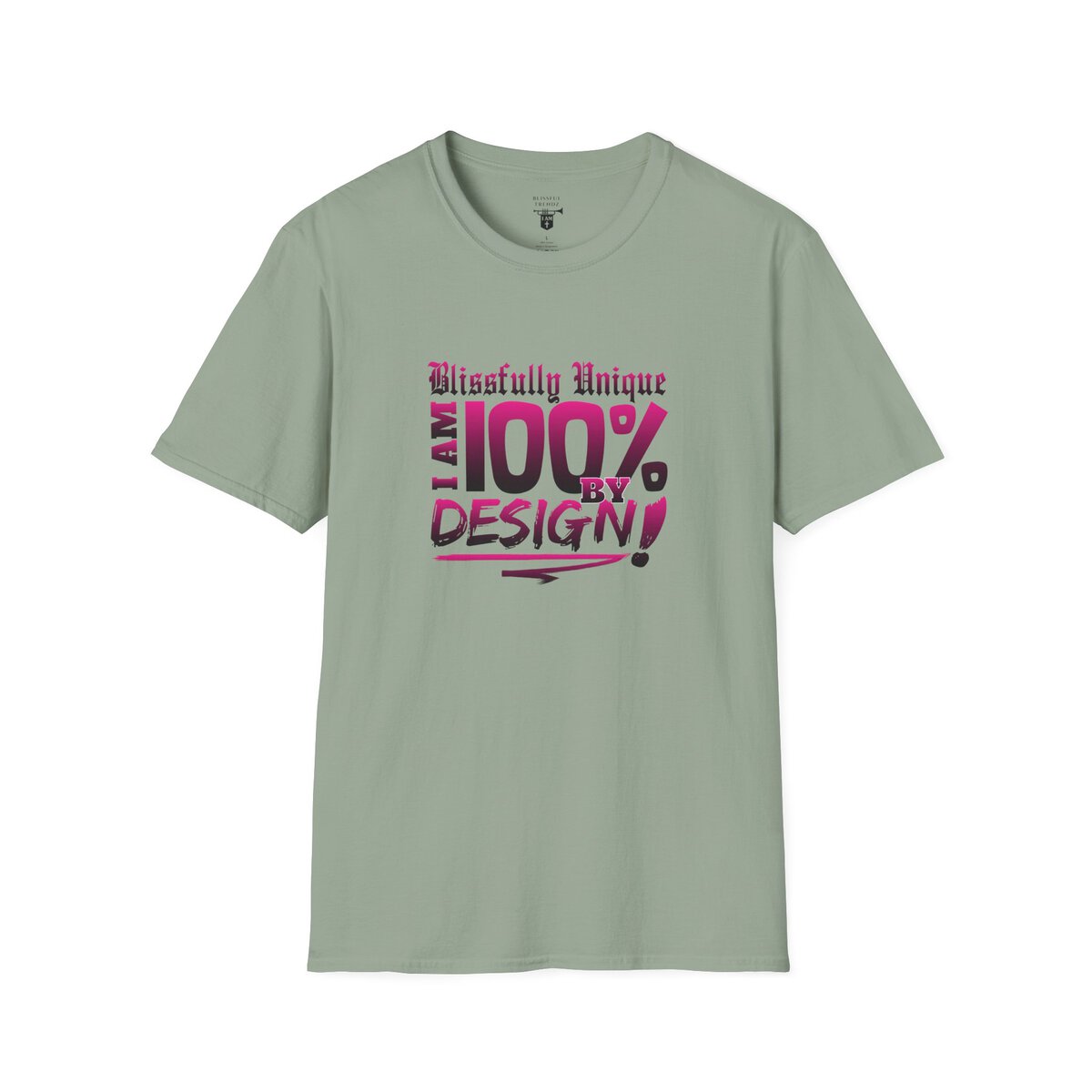 Blissfully Unique - I AM 100% by Design - Typography - DRK PNK - Unisex Softstyle T-Shirt - Image 19