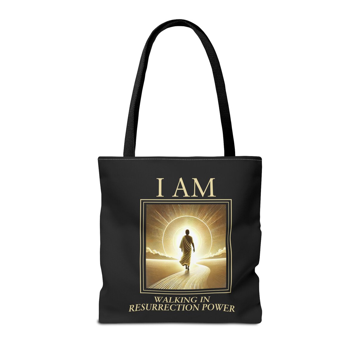 I AM Walking In Resurrection Power - BLK - Tote Bag (AOP) - Image 4