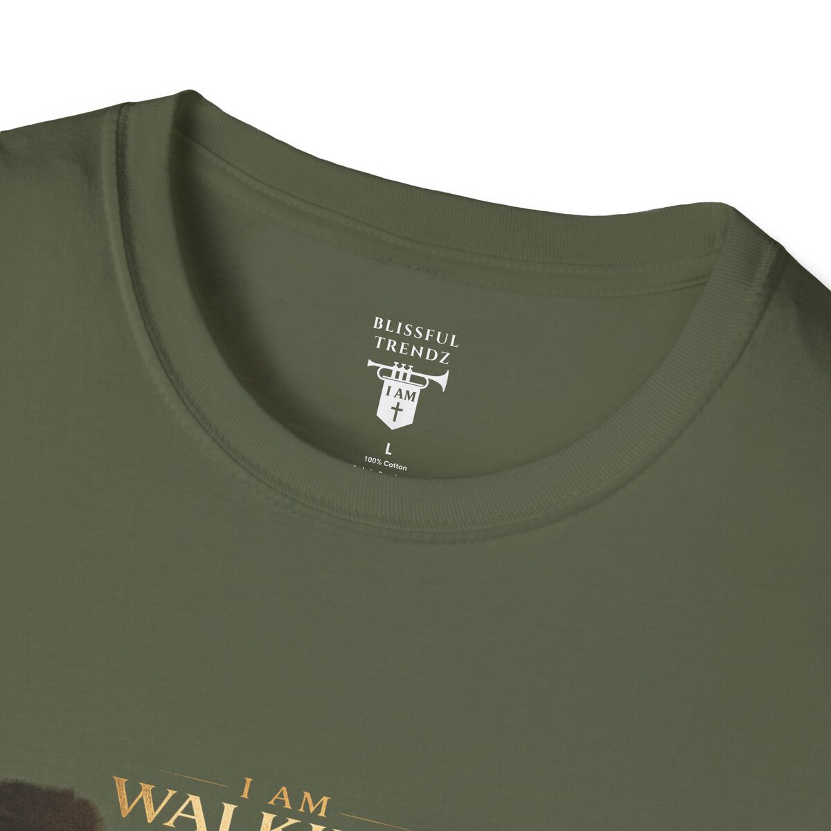 I AM WALKING WITH THEE DAILY - PSALM 119:105 - FOOTPRINTS - Unisex Softstyle T-Shirt - Image 2