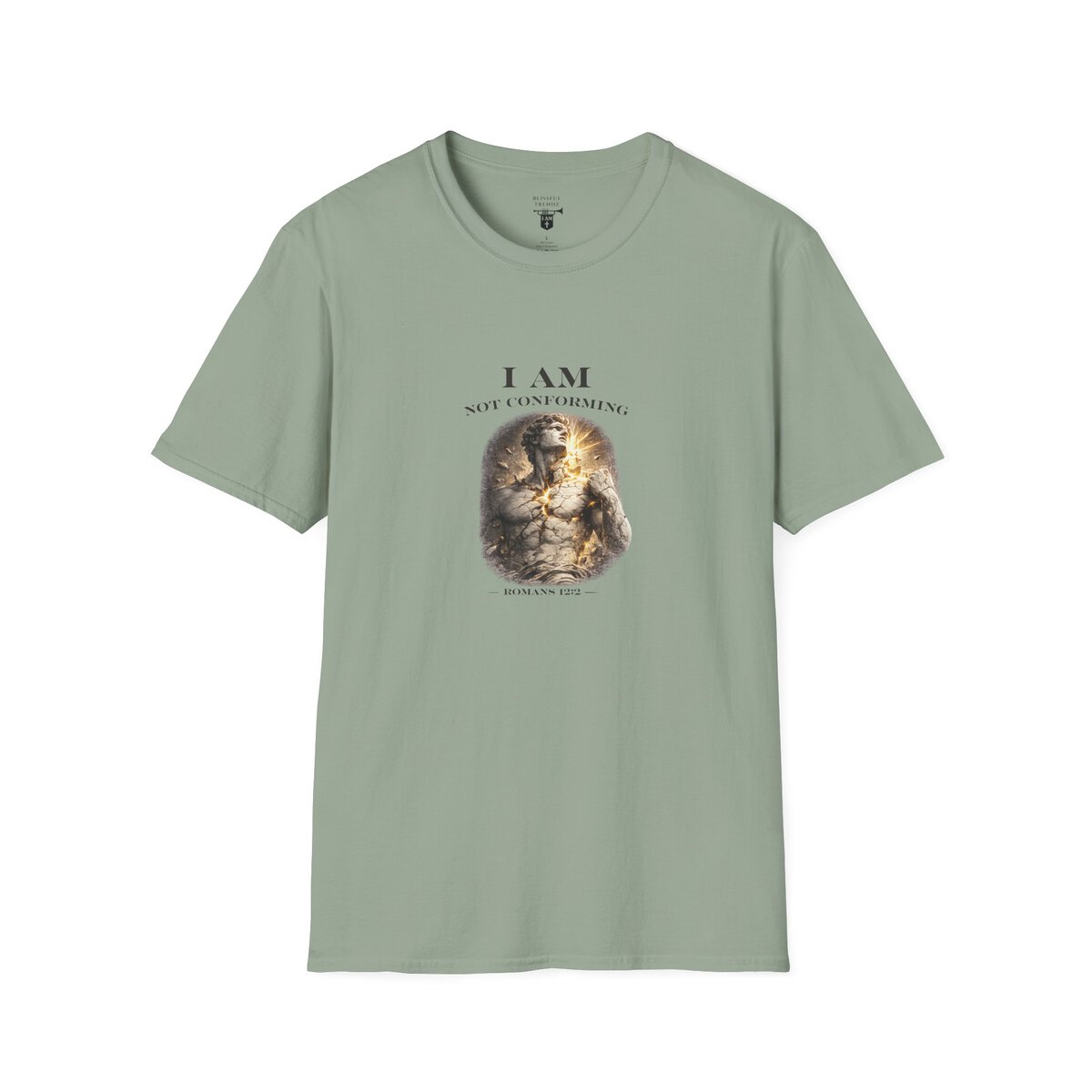 I AM NOT CONFORMING - ROMANS 12:2 - STATUE - Unisex Softstyle T-Shirt - Image 19