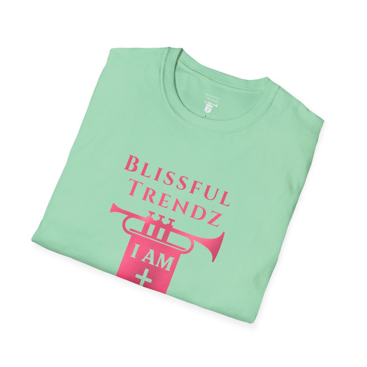 Blissful Trendz - I AM - Banners For The Battle - Raised For The Nations - PNK - Unisex Softstyle T-Shirt - Image 24