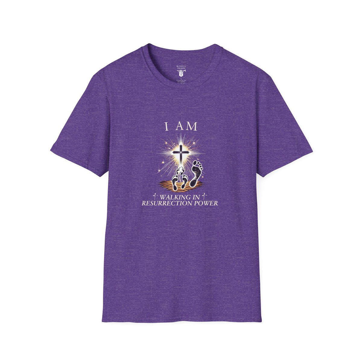 I AM Walking In Resurrection Power - Cross with Footprints - Unisex Softstyle T-Shirt - Image 37
