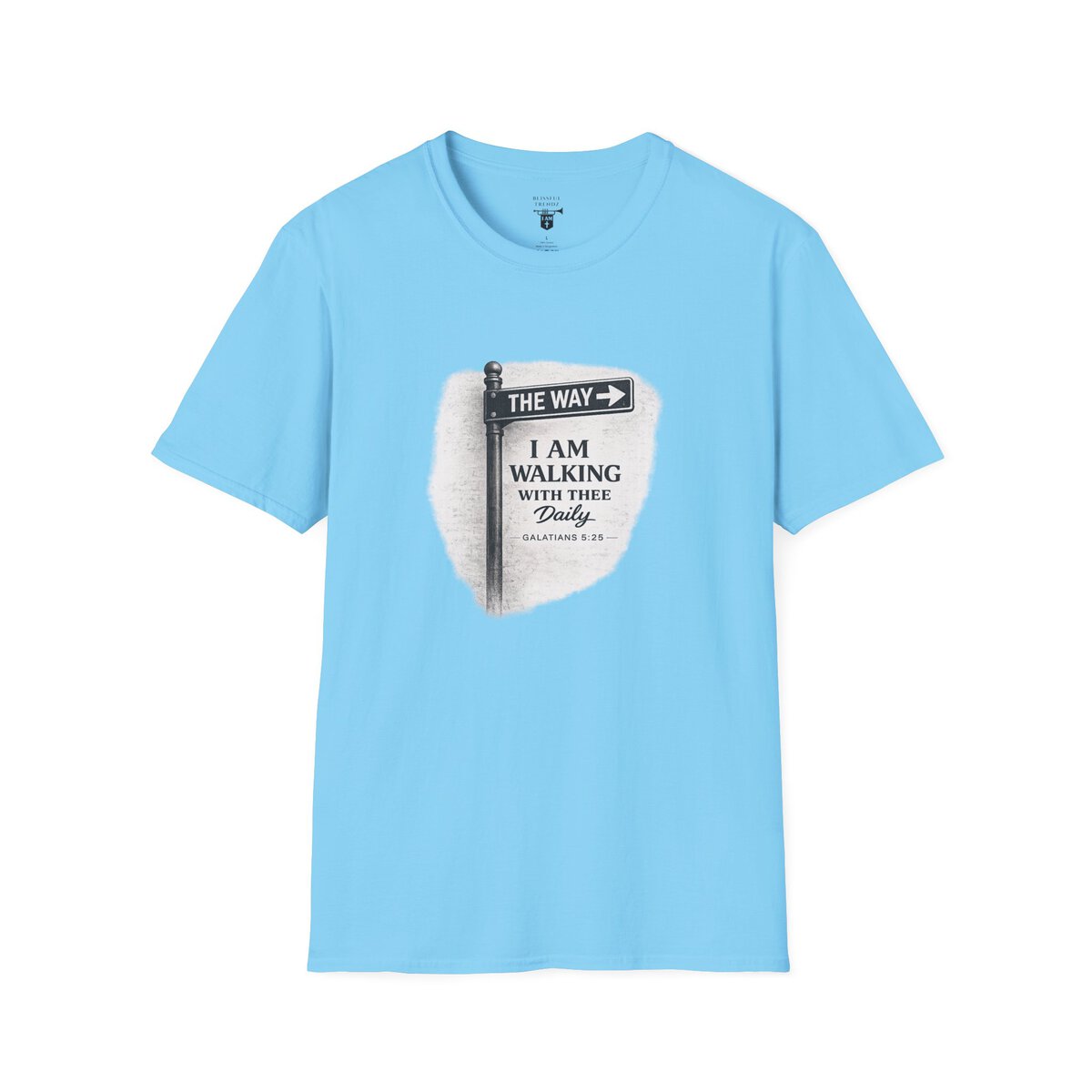 THE WAY - I AM WALKING WITH THEE DAILY - GALATIANS 5:25 - BLCK-WHT - Unisex Softstyle T-Shirt