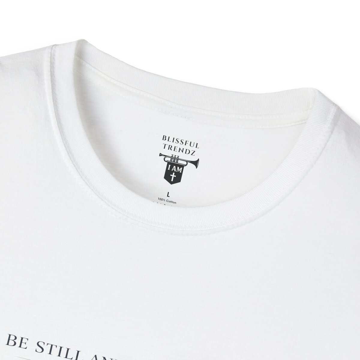 Be Still And Know That I AM God - PSALM 46:10 - Mountains - BLK - Unisex Softstyle T-Shirt - Image 8