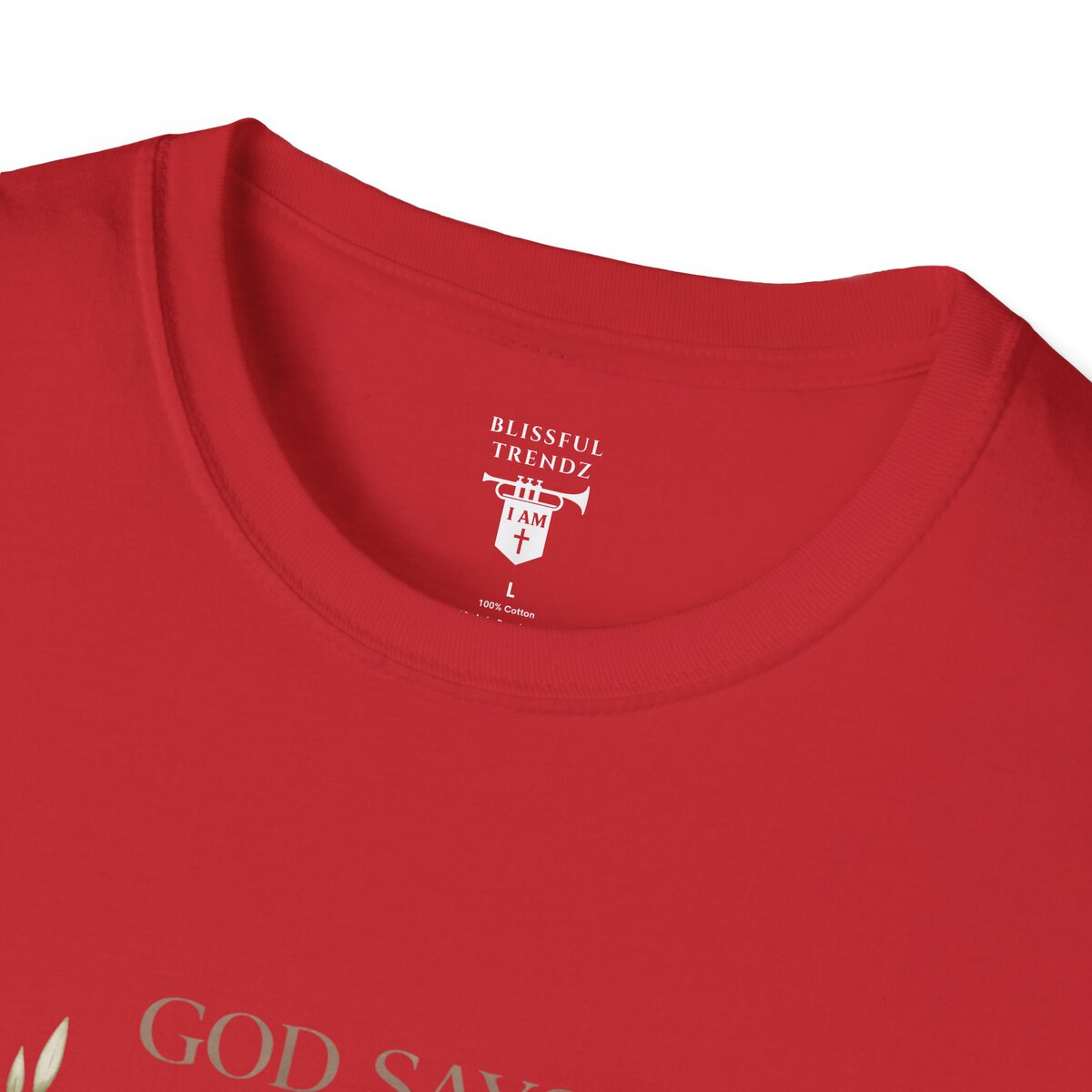 God Says I AM Word Cloud - Olive Branch Motif - Unisex Softstyle T-Shirt - Image 29
