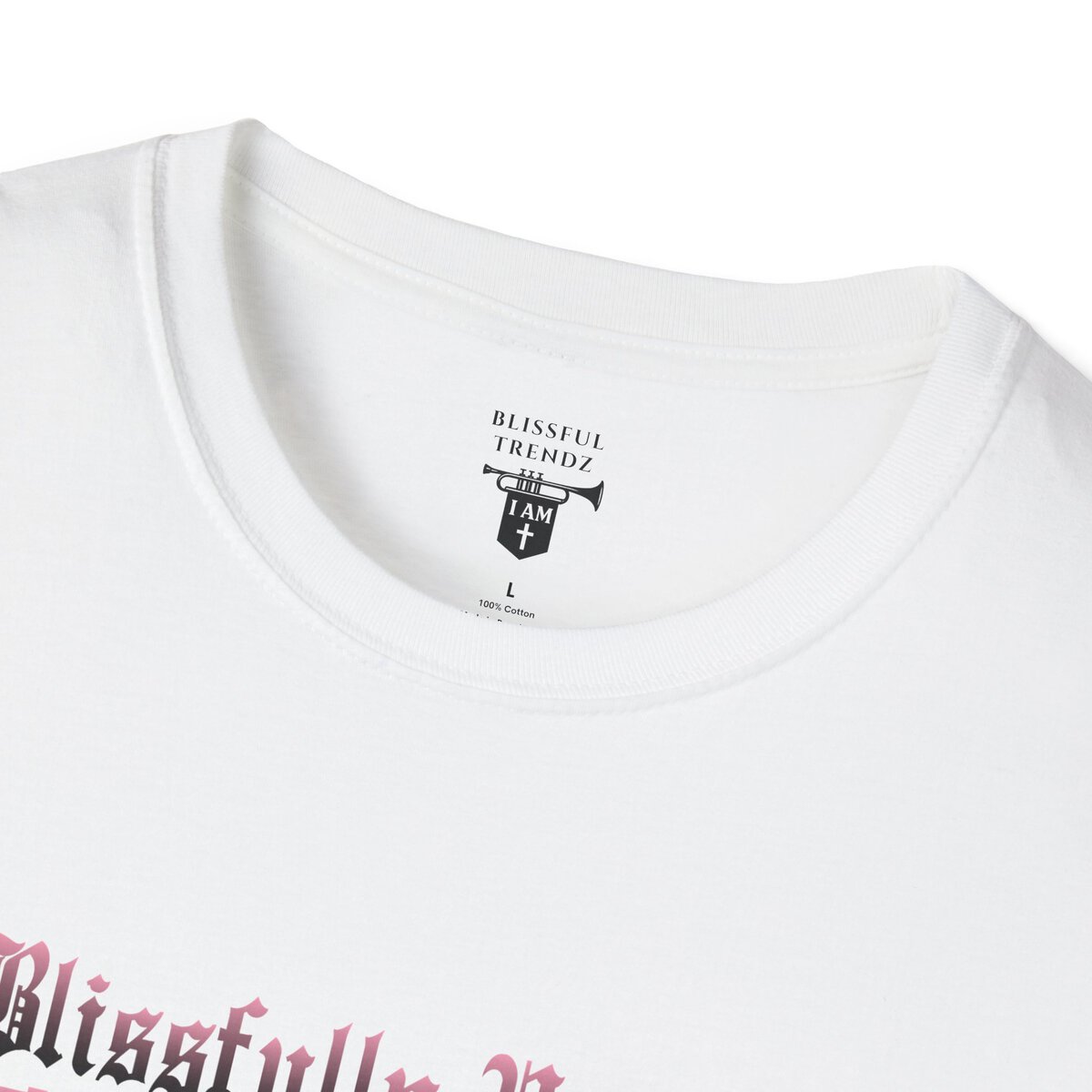Blissfully Unique - I AM 100% by Design! - Typography - LT PNK - Unisex Softstyle T-Shirt - Image 5