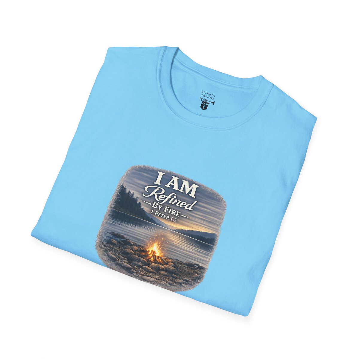 I AM REFINED BY FIRE - 1 PETER 1:7 - CAMPFIRE - Unisex Softstyle T-Shirt - Image 27