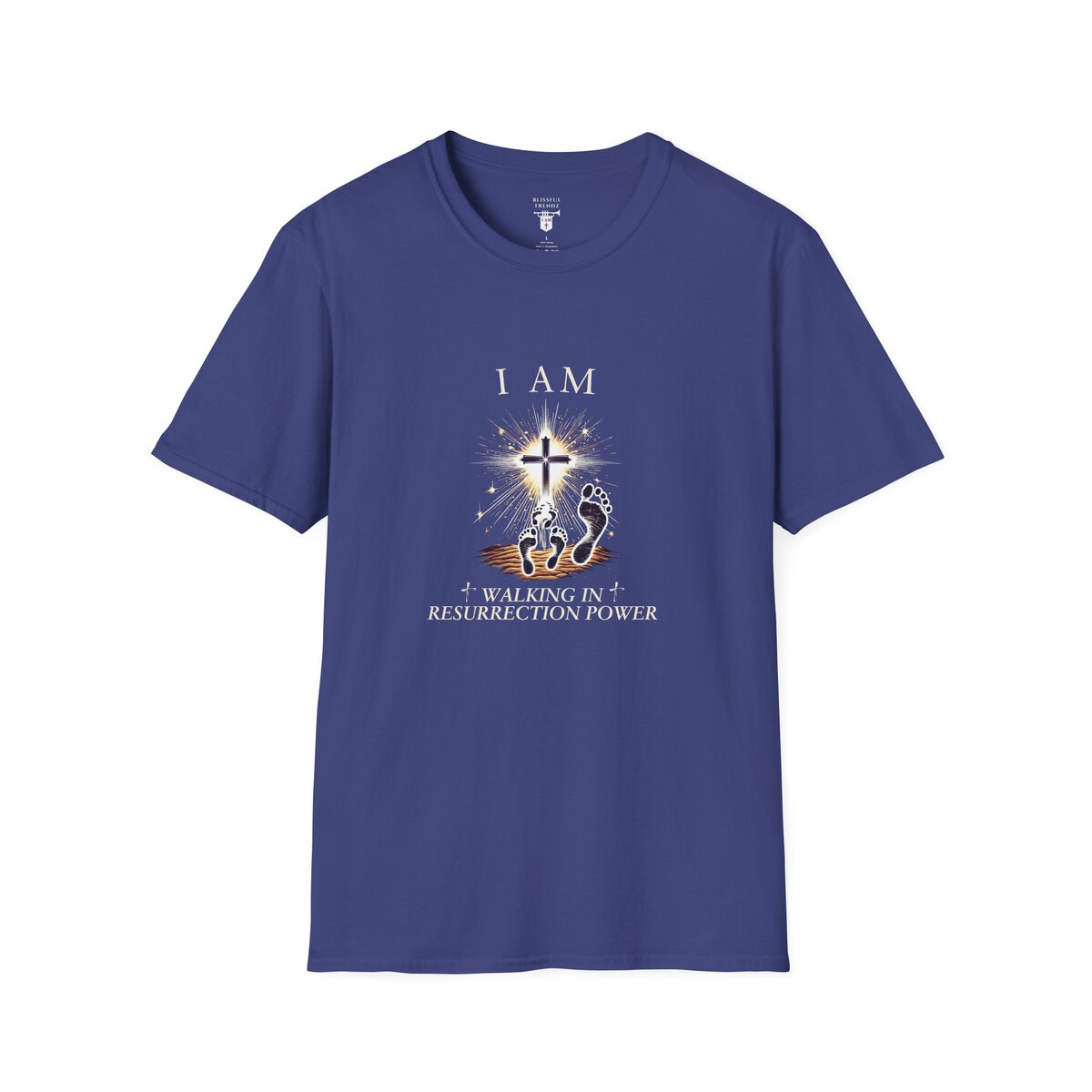 I AM Walking In Resurrection Power - Cross with Footprints - Unisex Softstyle T-Shirt - Image 28