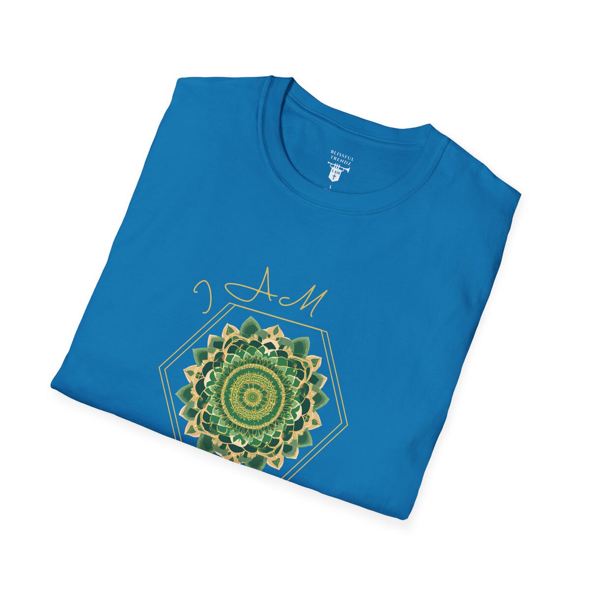 I AM 100% by Design - GRN/GLD - MNDLA - Unisex Softstyle T-Shirt - Image 18