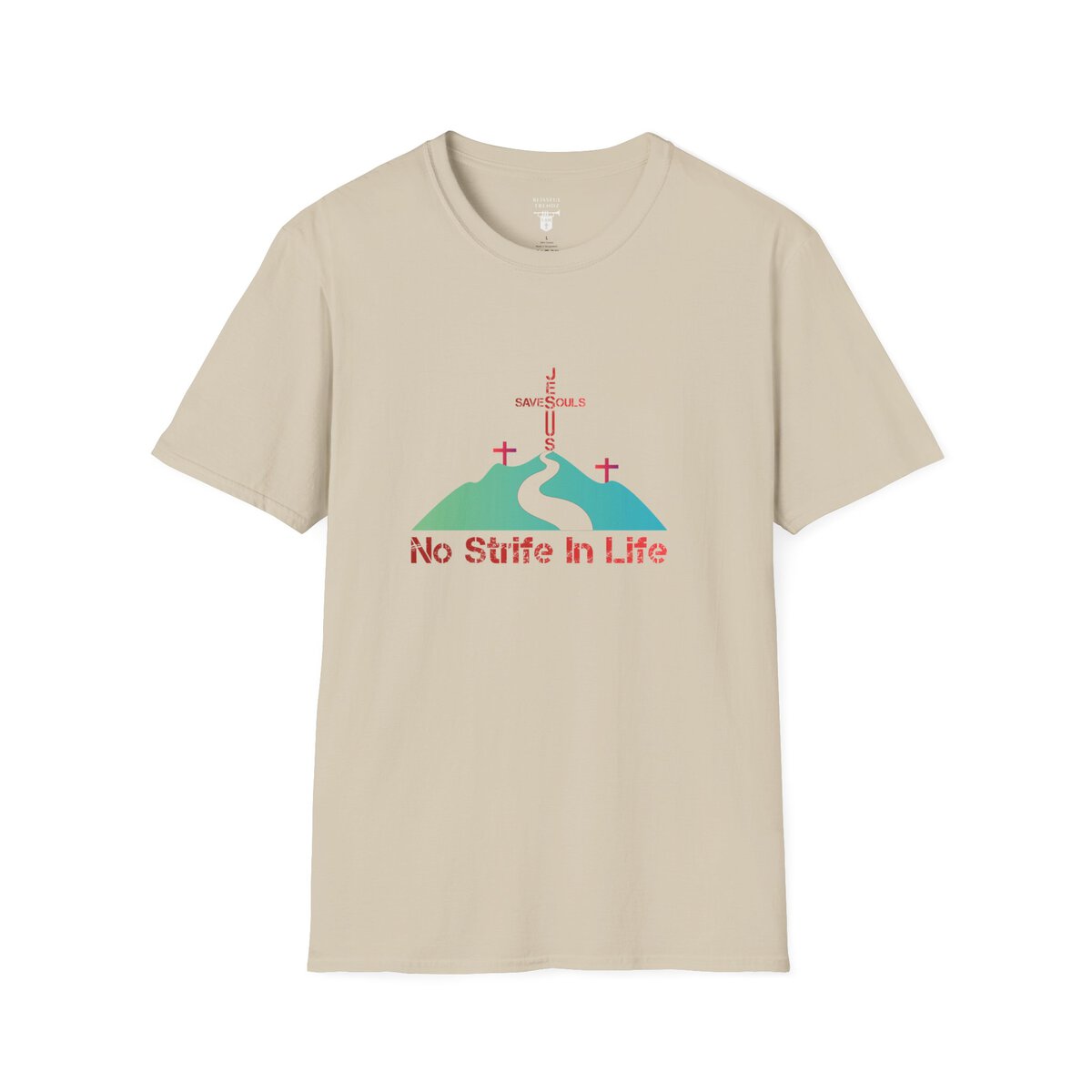 Jesus Saves Souls - No Strife In Life - RD/GRN - Unisex Softstyle T-Shirt - Image 7