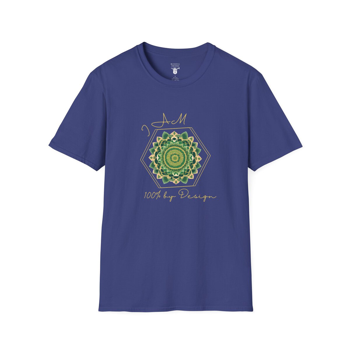 I AM 100% by Design - GRN/GLD - MNDLA - Unisex Softstyle T-Shirt - Image 22