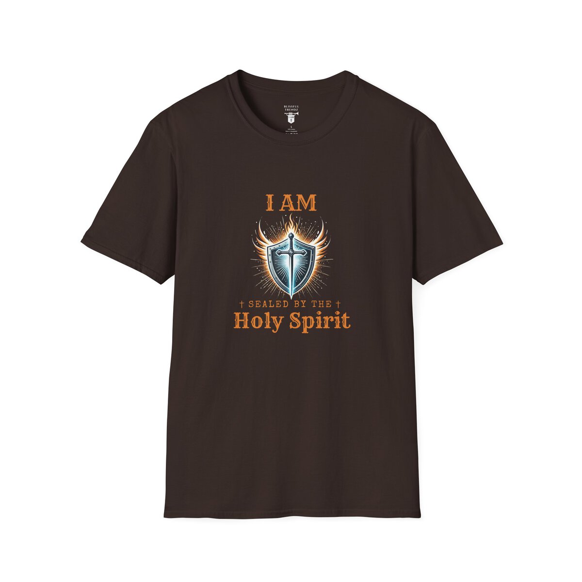 I AM Sealed By The Holy Spirit - Shield w/Cross - Unisex Softstyle T-Shirt - Image 13