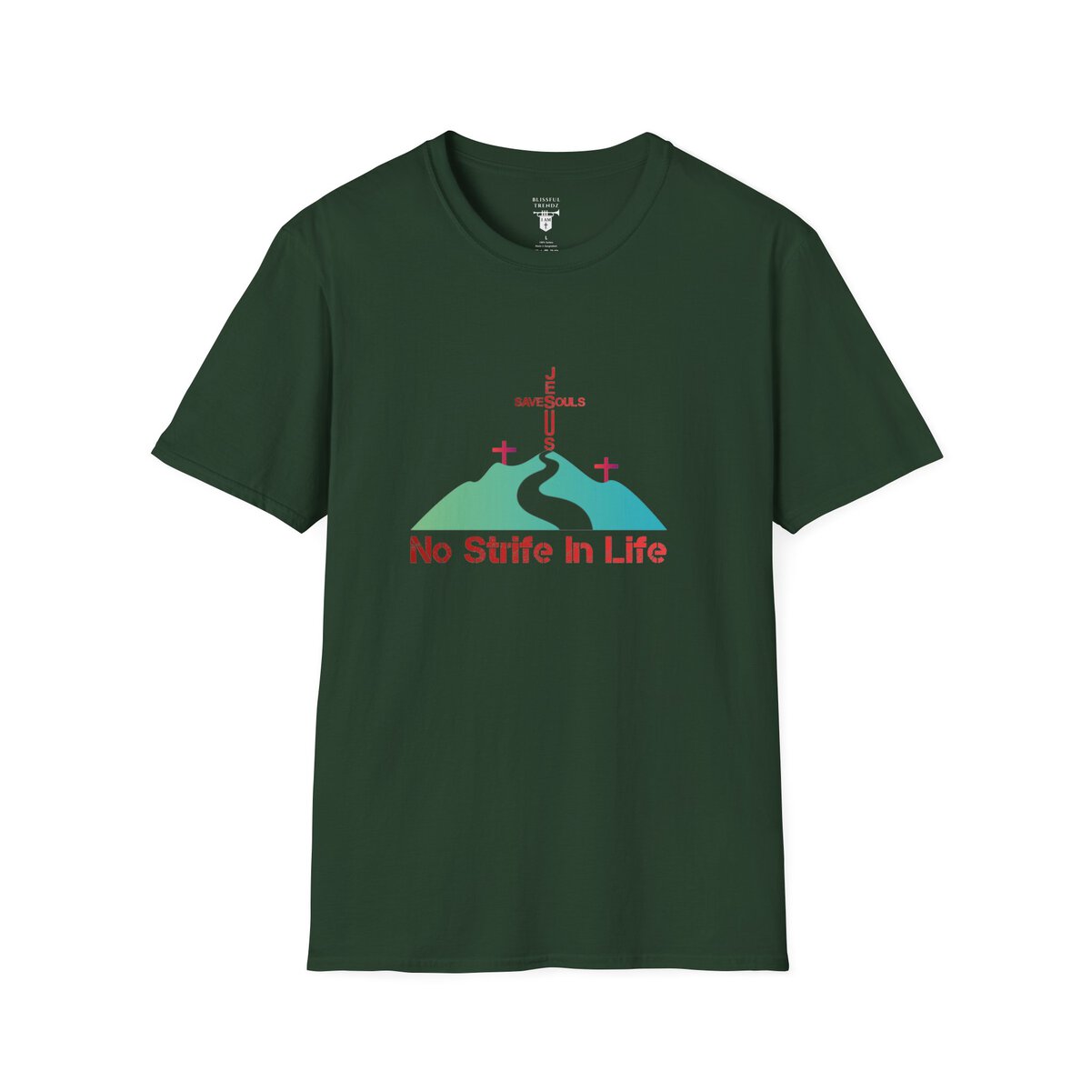 Jesus Saves Souls - No Strife In Life - RD/GRN - Unisex Softstyle T-Shirt - Image 19