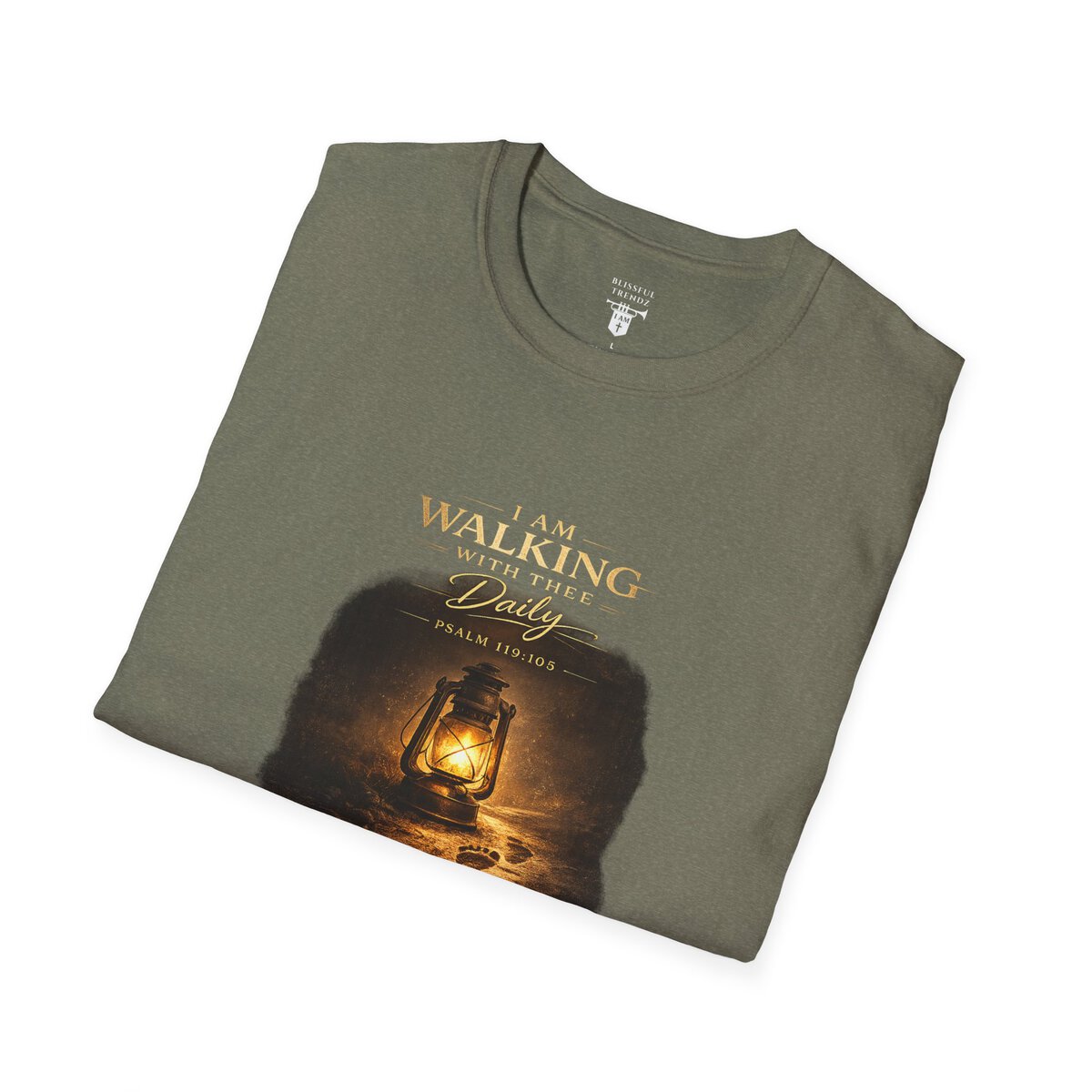 I AM WALKING WITH THEE DAILY - PSALM 119:105 - LANTERN - Unisex Softstyle T-Shirt - Image 12
