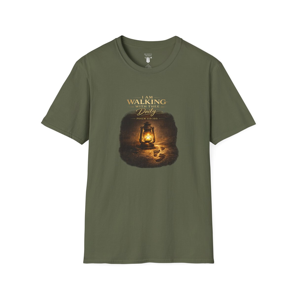 I AM WALKING WITH THEE DAILY - PSALM 119:105 - LANTERN - Unisex Softstyle T-Shirt - Image 13