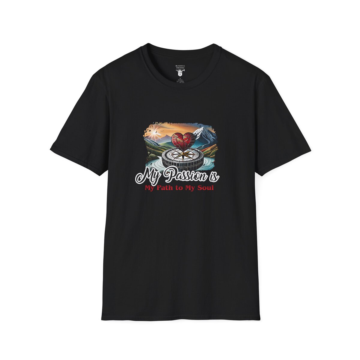 My Passion is My Path to My Soul - Compass with Heart - Unisex Softstyle T-Shirt - Image 4