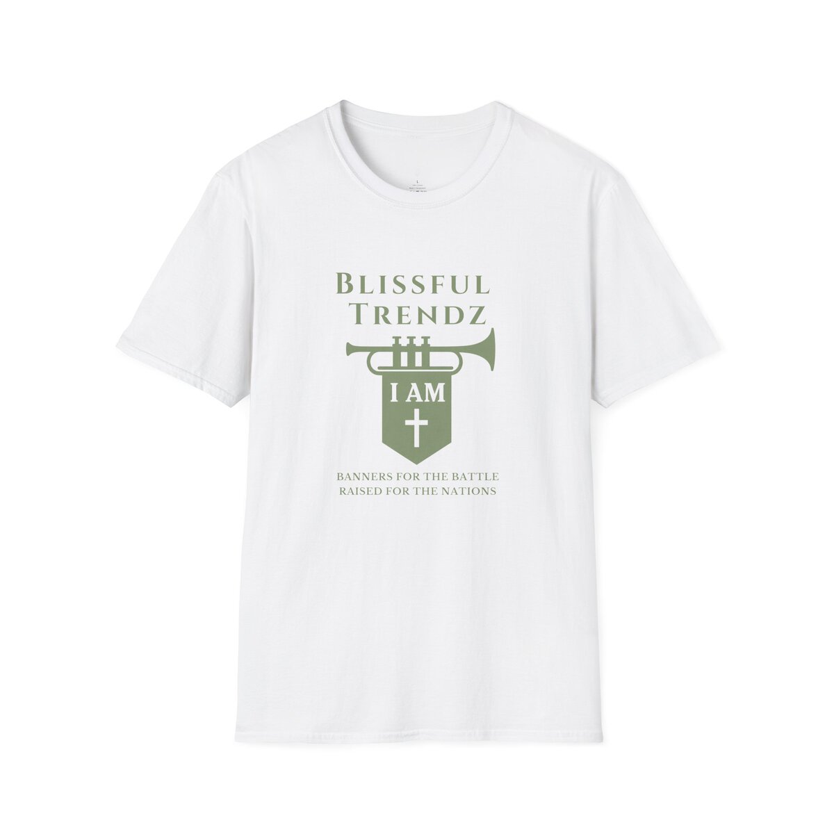 Blissful Trendz - I AM - Banners For The Battle - Raised For The Nations - SGE - Unisex Softstyle T-Shirt - Image 4