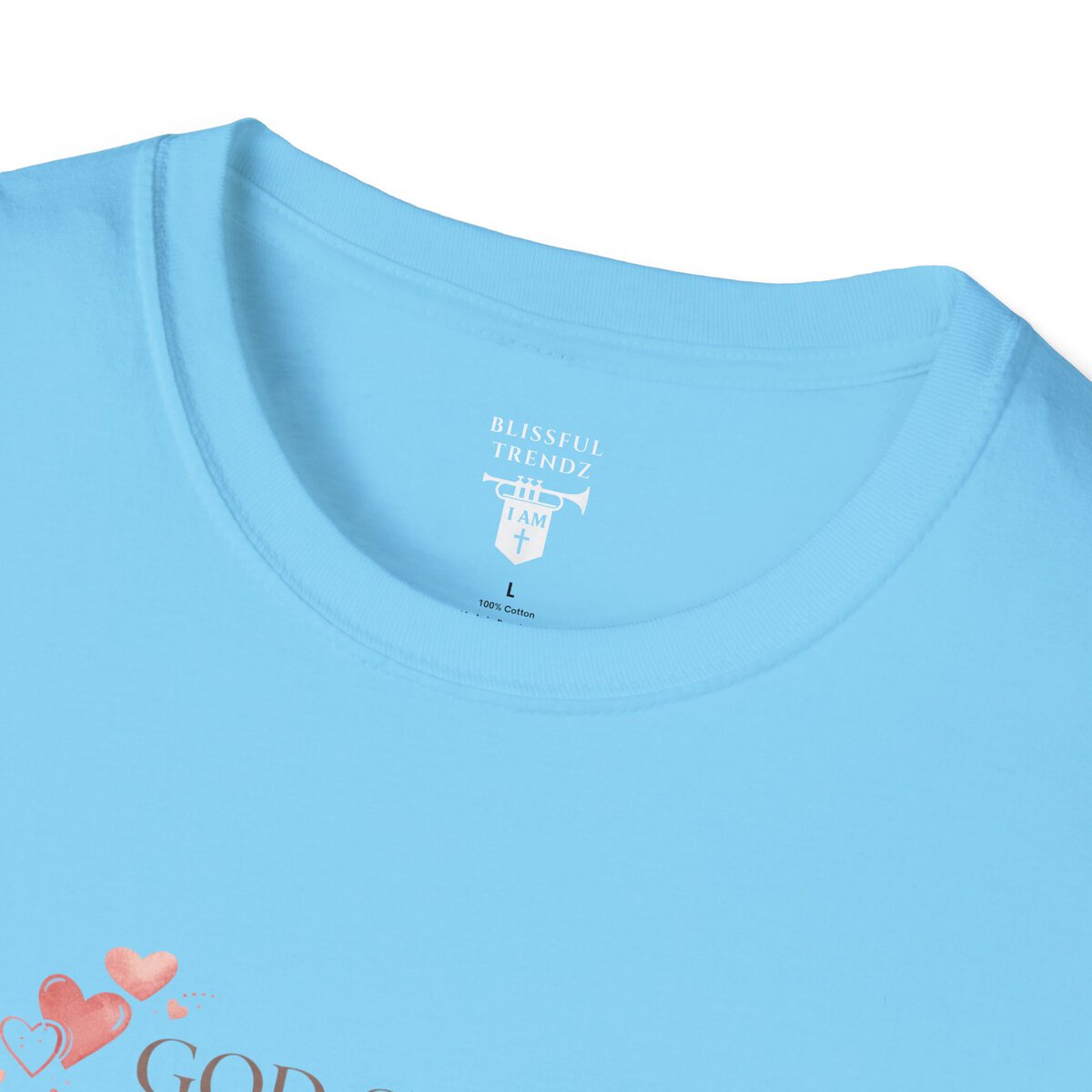God Says I AM Word Cloud - Heart Motif - Unisex Softstyle T-Shirt - Image 5