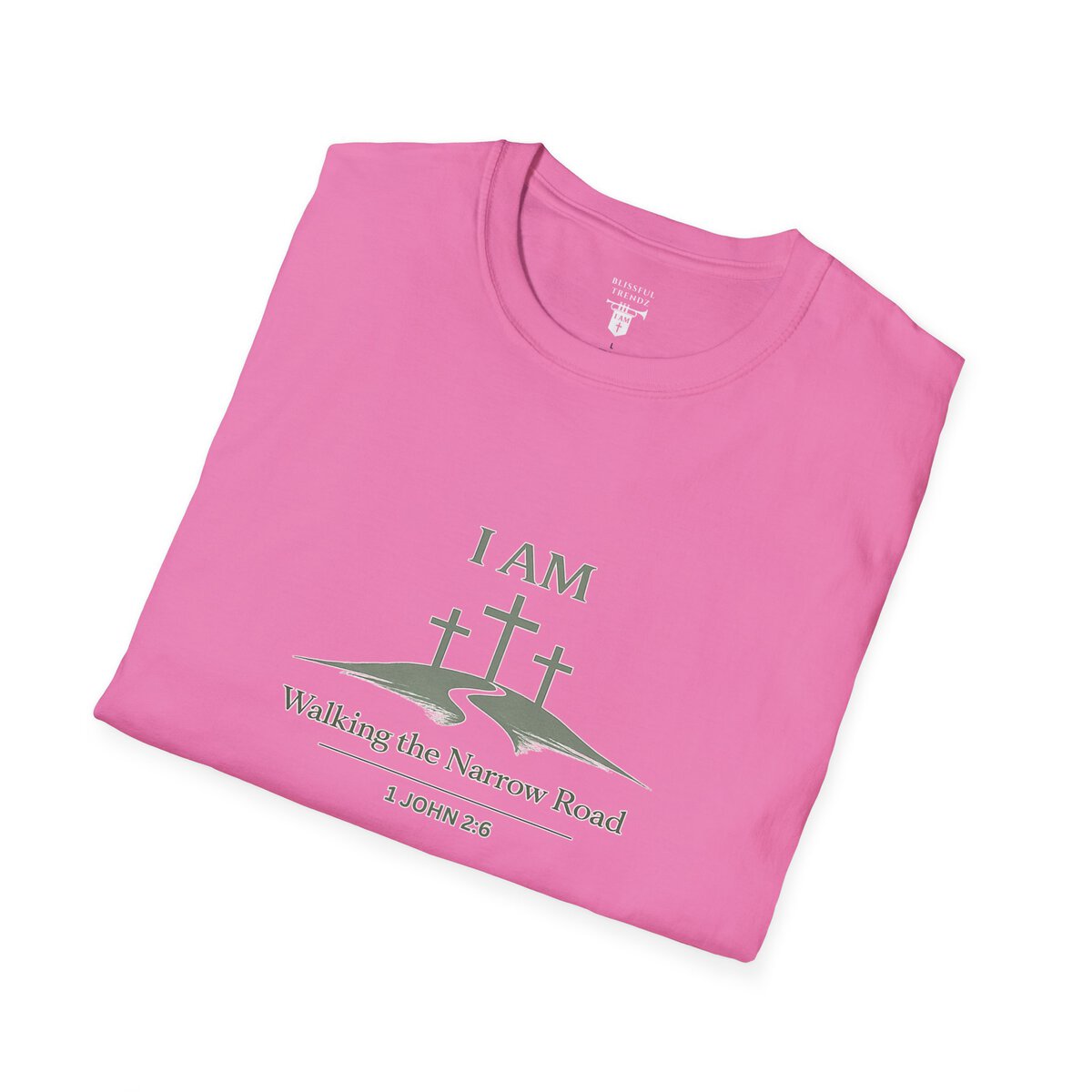 I AM Walking the Narrow Road - 1 JOHN 2:6 - Cross - SGE - Unisex Softstyle T-Shirt - Image 33