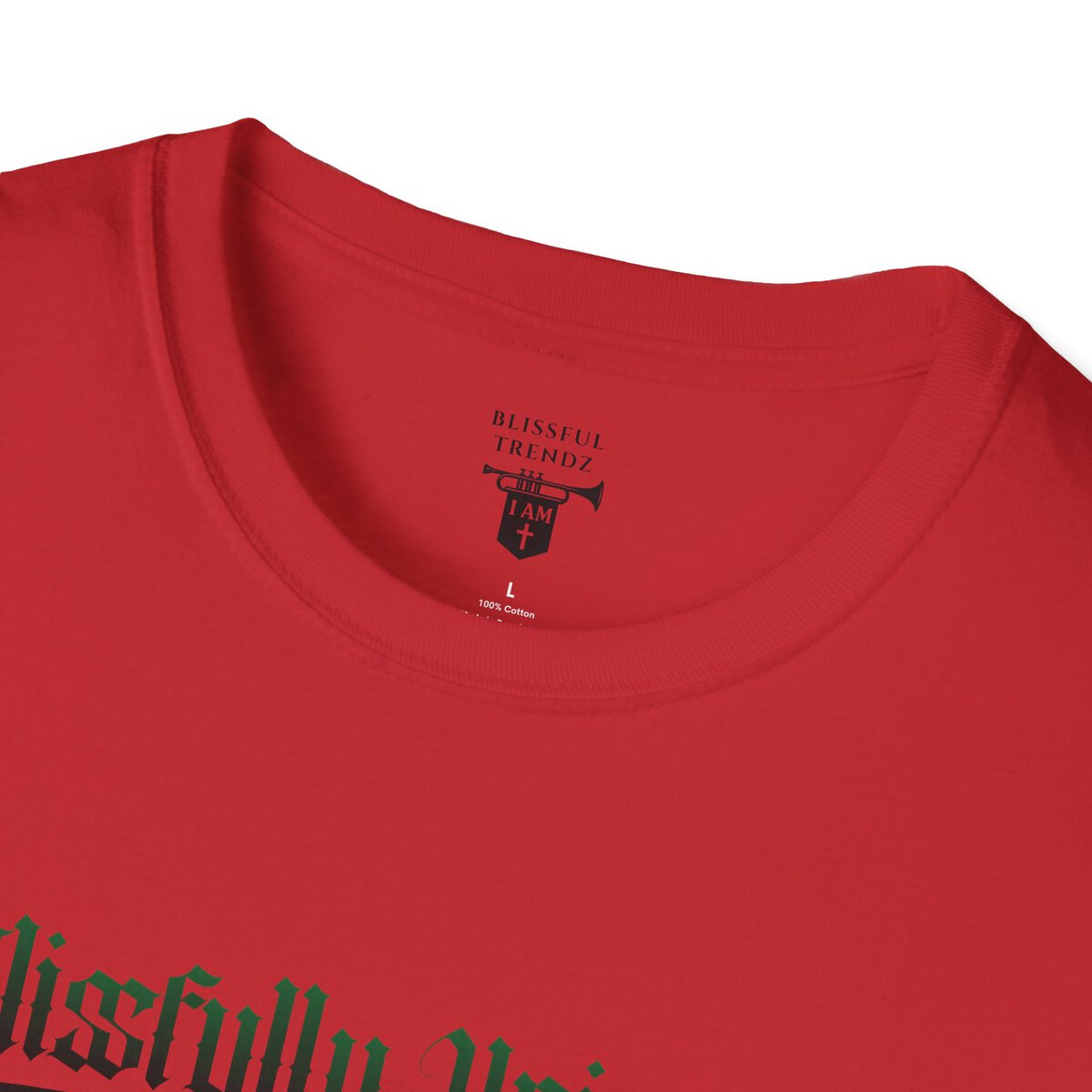 Blissfully Unique - I AM 100% By Design! - Typography - GRN/BLCK - Unisex Softstyle T-Shirt - Image 41