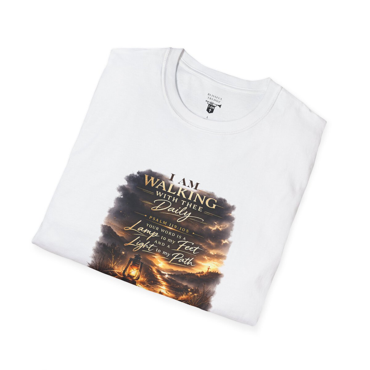I AM WALKING WITH THEE DAILY - PSALM 119:105 - SCRIPTURE - Unisex Softstyle T-Shirt - Image 6