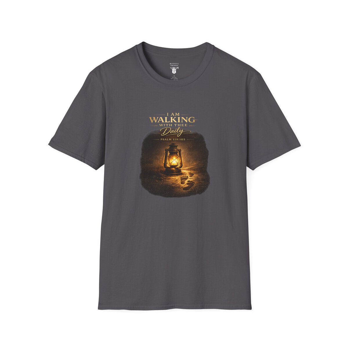 I AM WALKING WITH THEE DAILY - PSALM 119:105 - LANTERN - Unisex Softstyle T-Shirt - Image 22