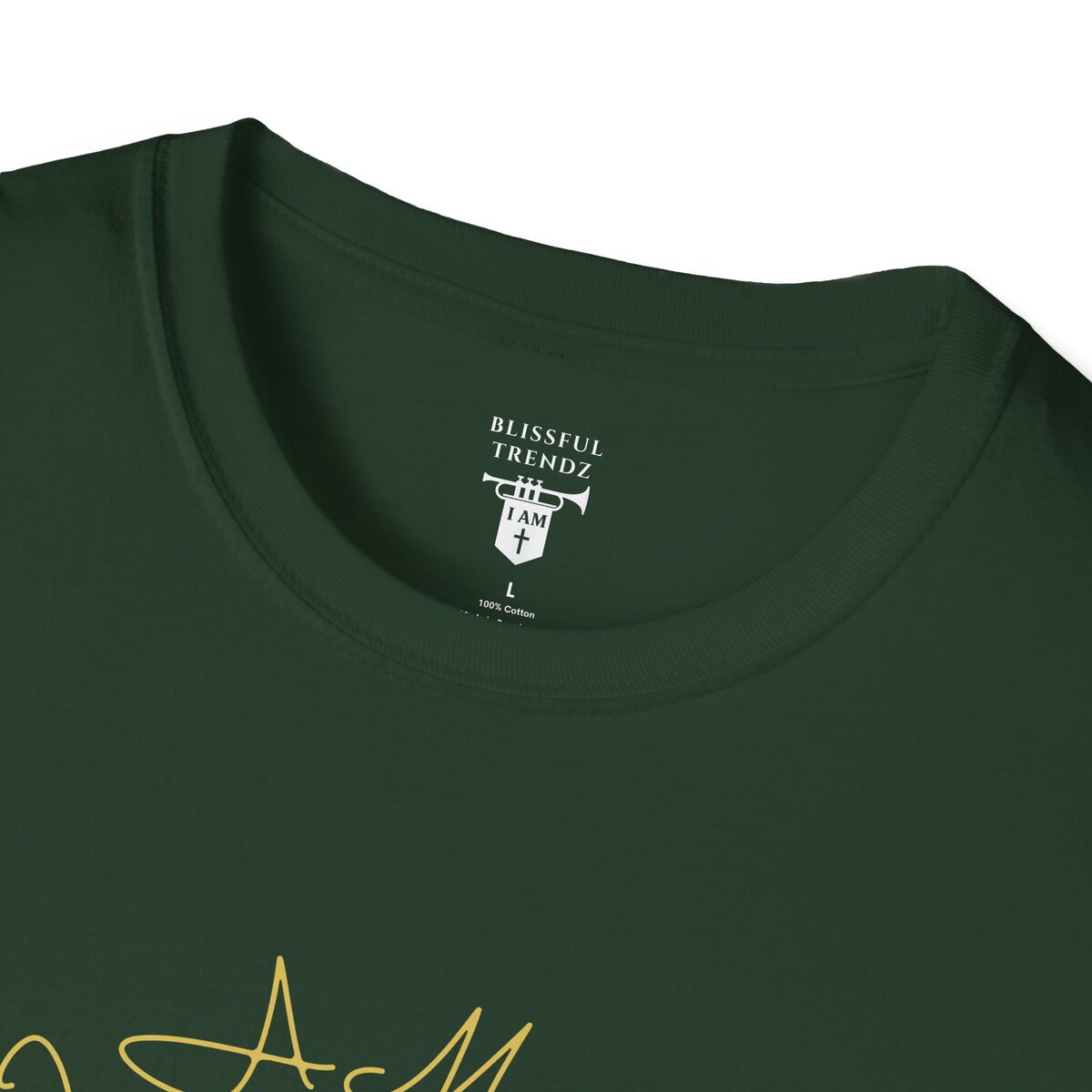I AM 100% by Design - GRN/GLD - MNDLA - Unisex Softstyle T-Shirt - Image 14