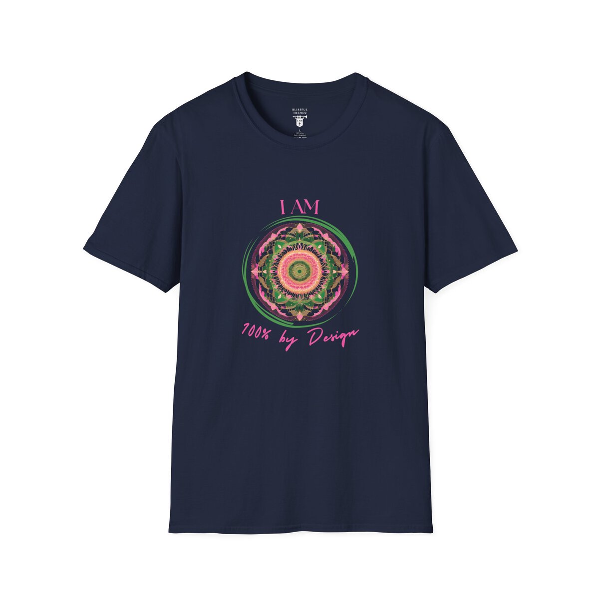 I AM 100% by Design - PNK/GRN MNDLA - Unisex Softstyle T-Shirt - Image 31