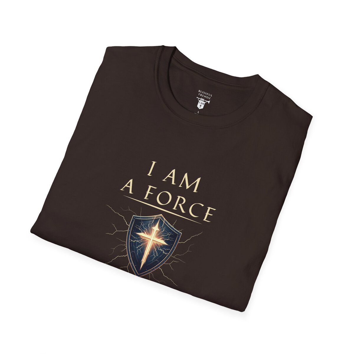 I AM A Force Heaven Recognizes and Hell Fears - Shield with Cross - Unisex Softstyle T-Shirt - Image 9