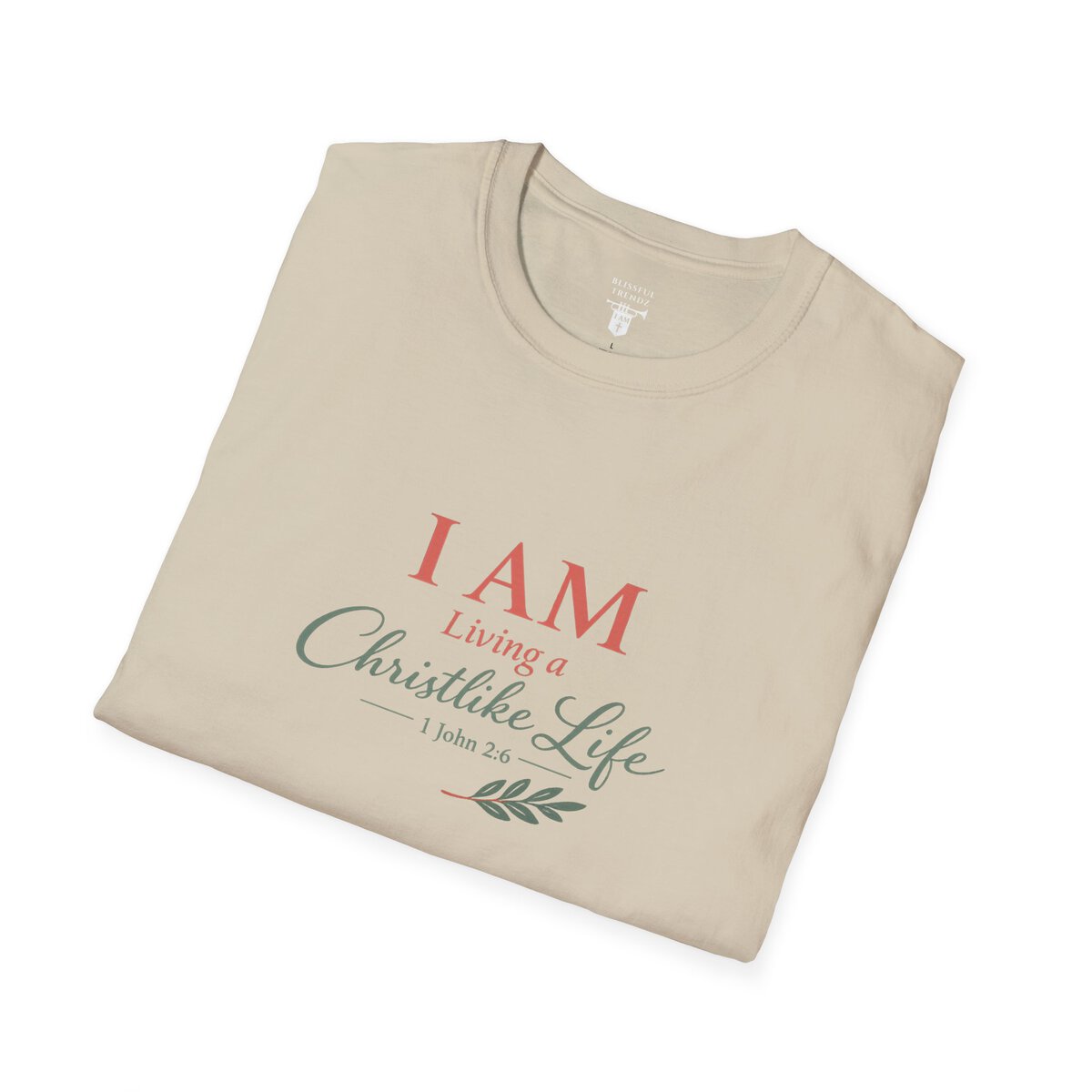 I AM Living a Christlike Life - 1 John 2:6 - Olive Branch - Unisex Softstyle T-Shirt - Image 9