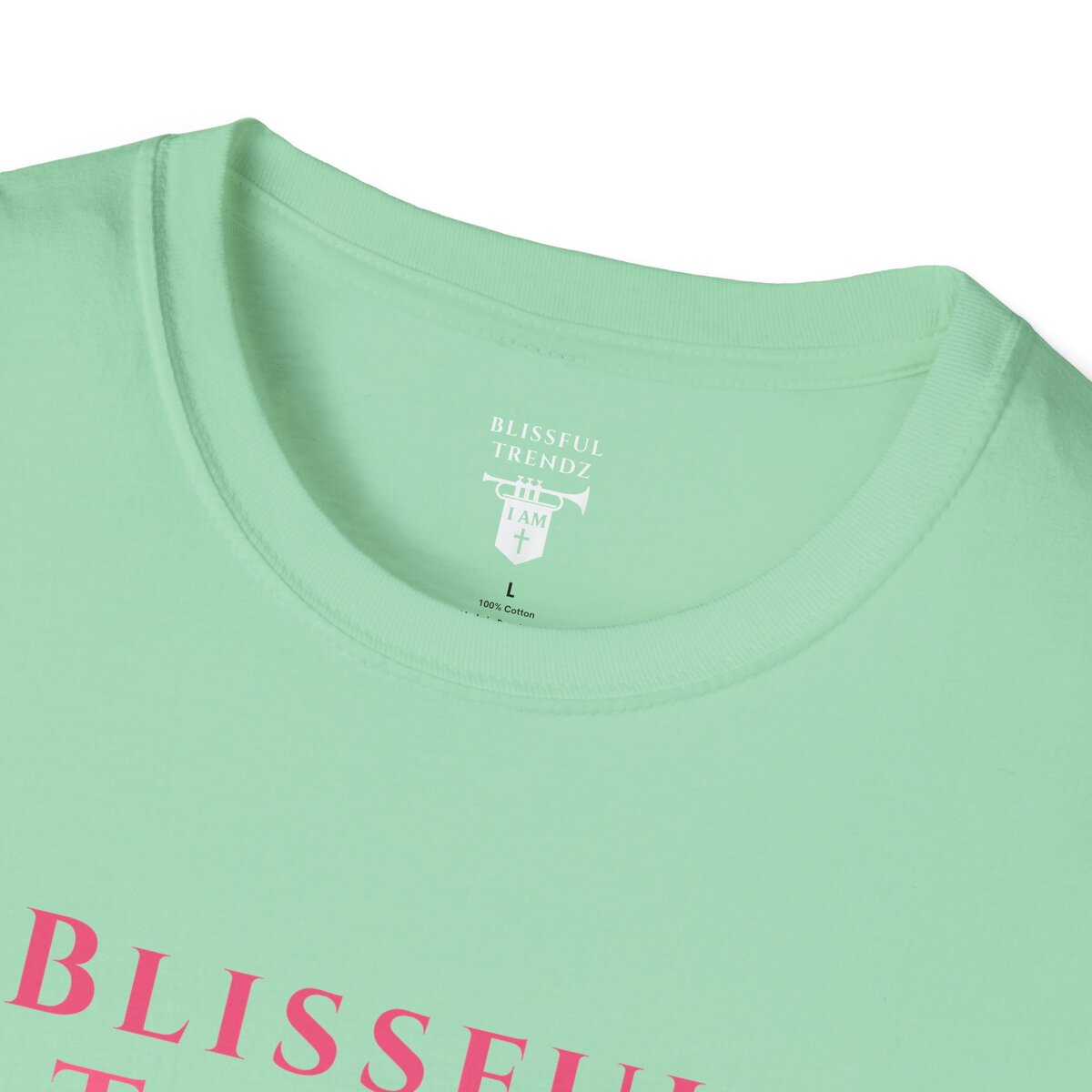 Blissful Trendz - I AM - Banners For The Battle - Raised For The Nations - PNK - Unisex Softstyle T-Shirt - Image 23