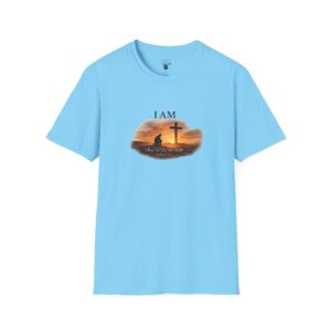 I AM Here To Do His Will - HEBREWS 10:7 - Silhouette Kneeling - CLR - Unisex Softstyle T-Shirt
