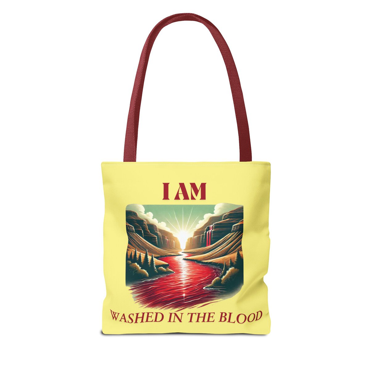 I AM Washed In The Blood - River - YLW - Tote Bag (AOP) - Image 2