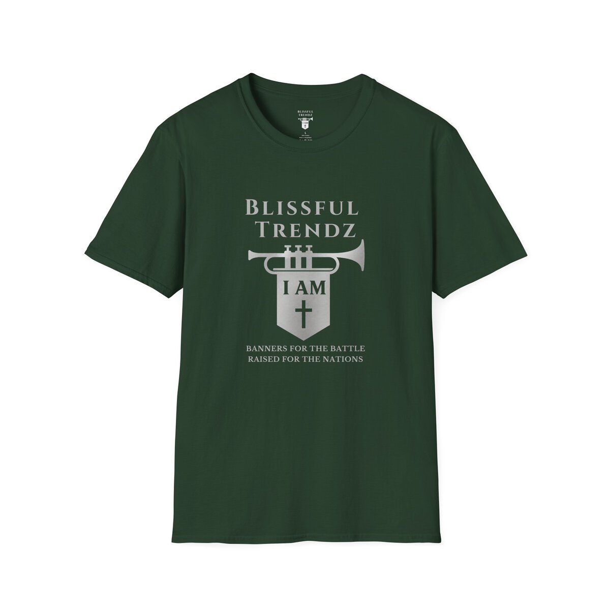 Blissful Trendz - I AM - Banners For The Battle - Raised For The Nations - GRY - Unisex Softstyle T-Shirt - Image 10
