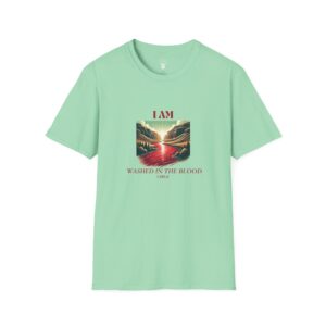 I AM Washed In The Blood - 1 JOHN 1:7 - River-Red - Unisex Softstyle T-Shirt