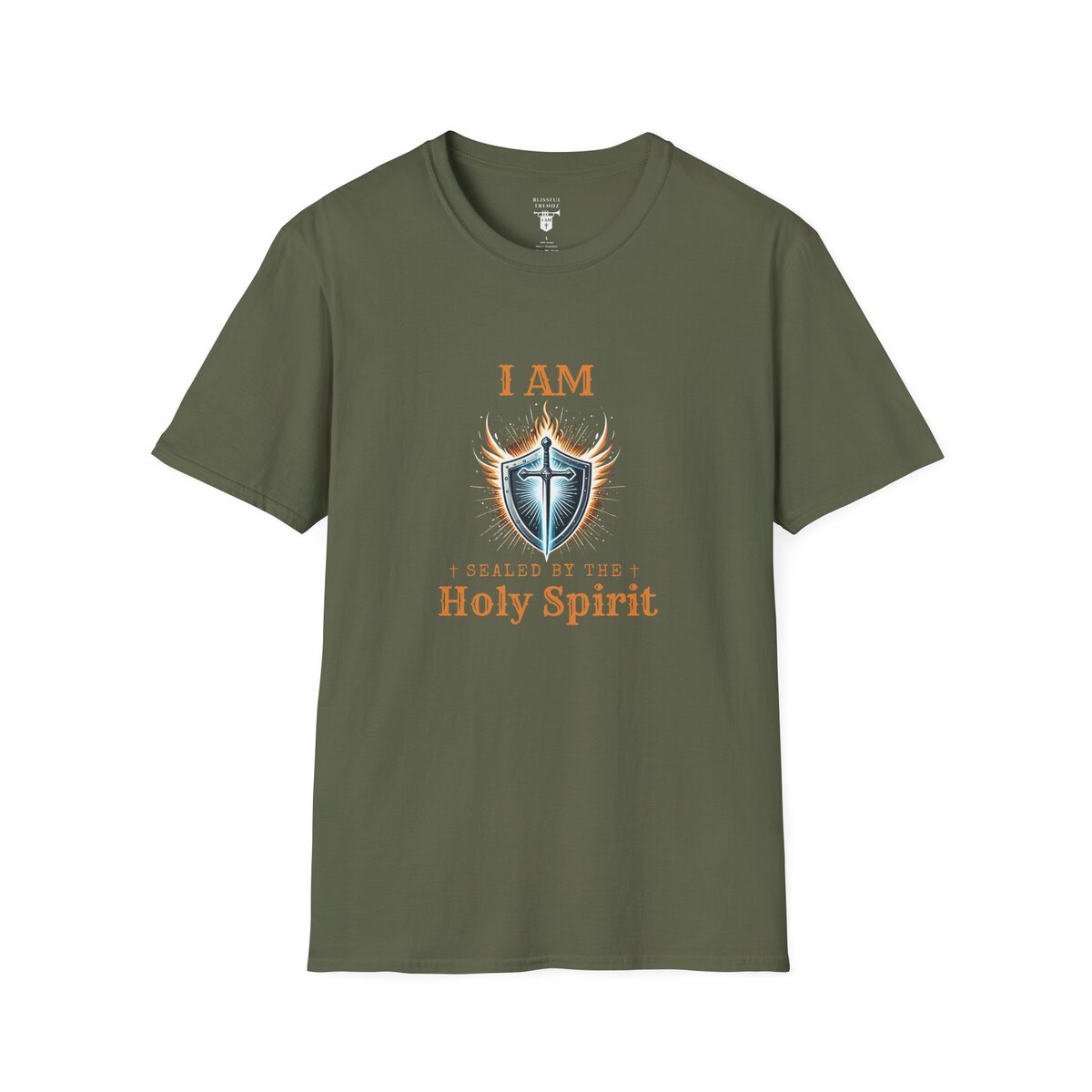 I AM Sealed By The Holy Spirit - Shield w/Cross - Unisex Softstyle T-Shirt - Image 25