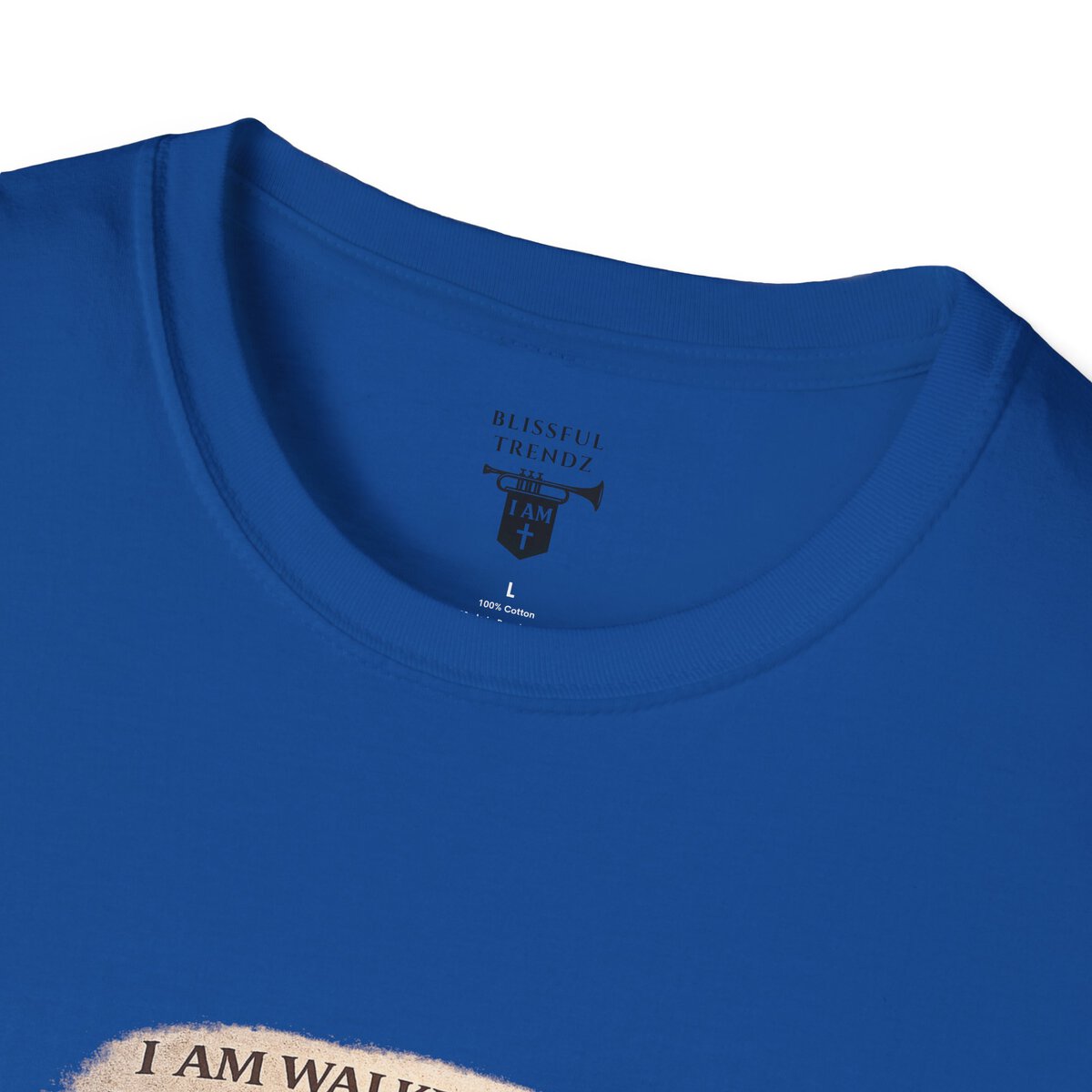 I AM WALKING OUT WHAT WAS WRITTEN - WALK AS HE WALKED - 1 JOHN 2:6 - IMPRINT OF SANDALS W/CROSS - MNCHRM - Unisex Softstyle T-Shirt - Image 41