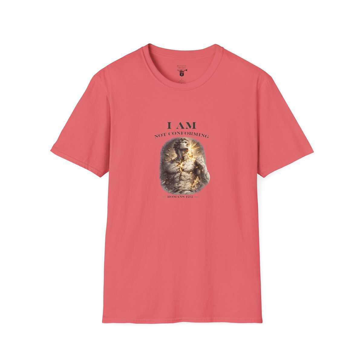I AM NOT CONFORMING - ROMANS 12:2 - STATUE - Unisex Softstyle T-Shirt - Image 7