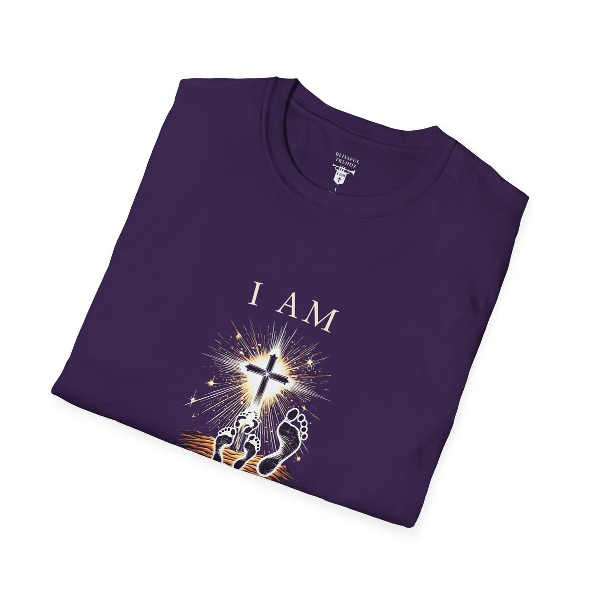 I AM Walking In Resurrection Power - Cross with Footprints - Unisex Softstyle T-Shirt - Image 18