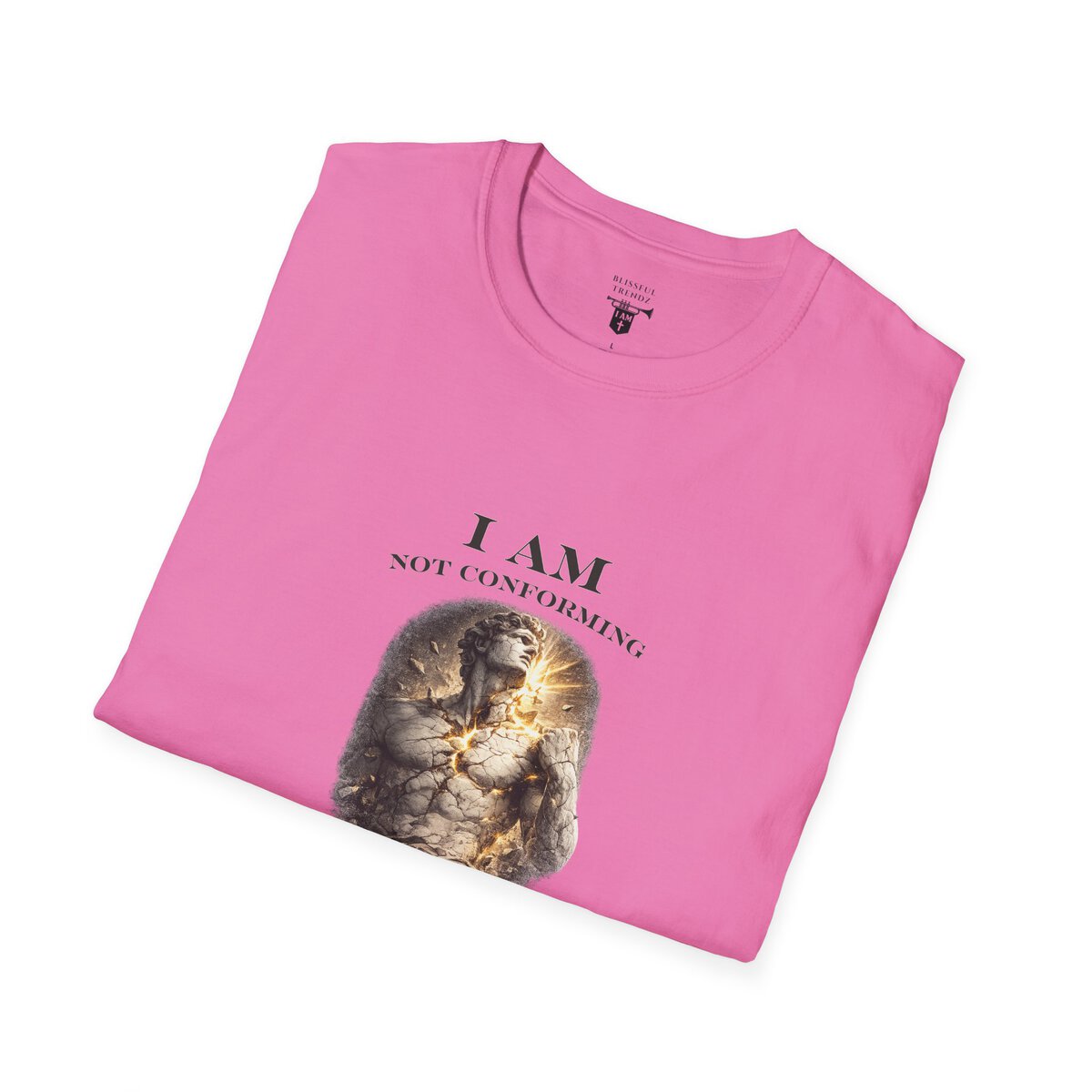 I AM NOT CONFORMING - ROMANS 12:2 - STATUE - Unisex Softstyle T-Shirt - Image 45