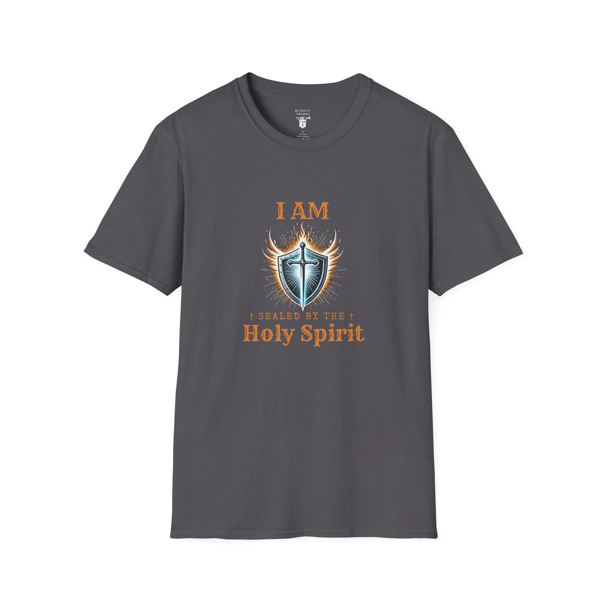 I AM Sealed By The Holy Spirit - Shield w/Cross - Unisex Softstyle T-Shirt - Image 19