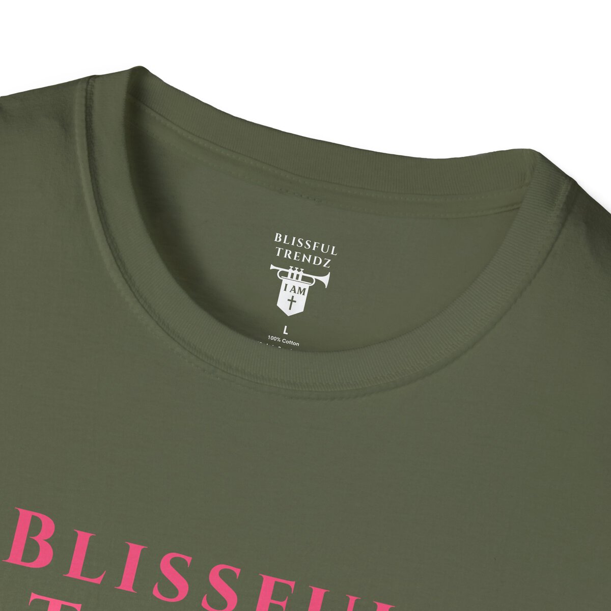 Blissful Trendz - I AM - Banners For The Battle - Raised For The Nations - PNK - Unisex Softstyle T-Shirt - Image 2
