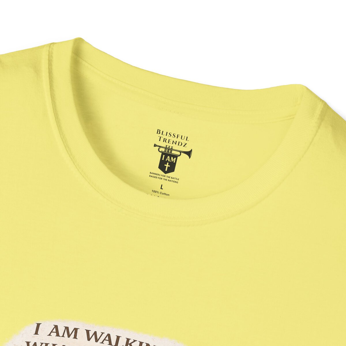 I AM WALKING OUT WHAT WAS WRITTEN - WALK AS HE WALKED - 1 JOHN 2:6 - IMPRINT OF SANDALS W/CROSS - WHT WSHD - Unisex Softstyle T-Shirt - Image 17
