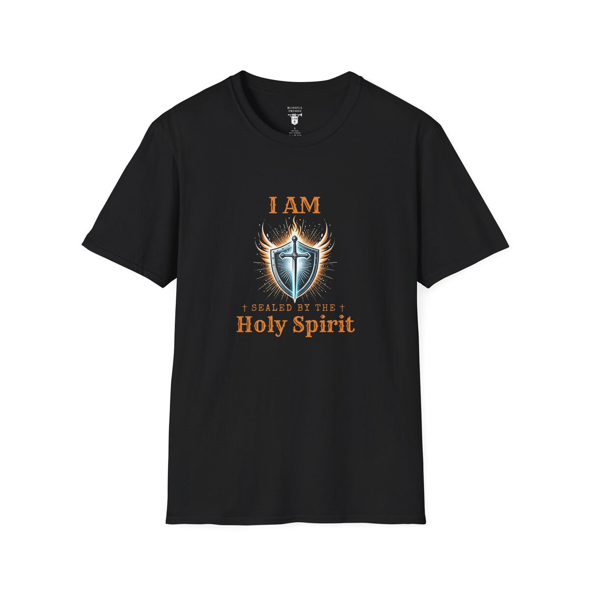 I AM Sealed By The Holy Spirit - Shield w/Cross - Unisex Softstyle T-Shirt - Image 10